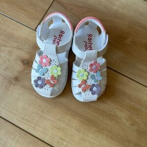 Rachel Shoes White Sandals with Multicolor Flowers